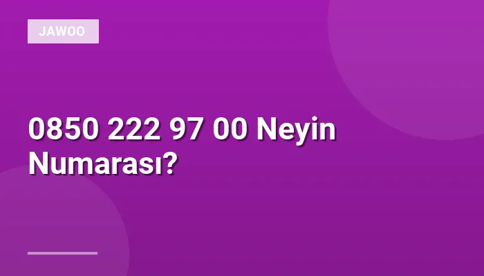 0850 222 97 00 Neyin Numarası?