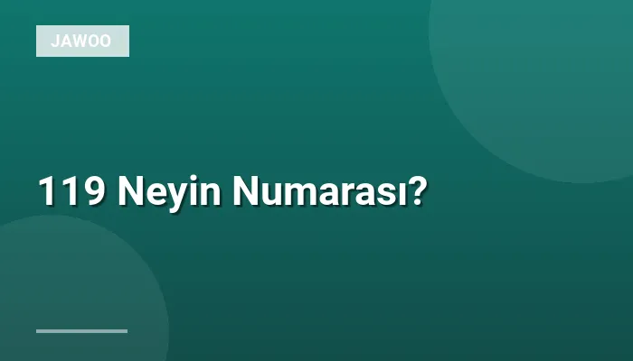 119 Neyin Numarası?