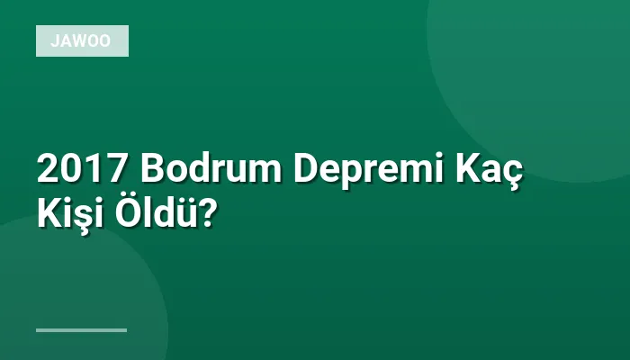 2017 Bodrum Depremi Kaç Kişi Öldü?