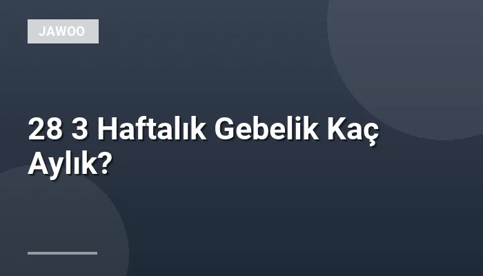 28 3 Haftalık Gebelik Kaç Aylık?