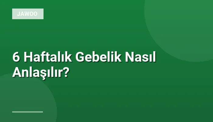 6 Haftalık Gebelik Nasıl Anlaşılır?