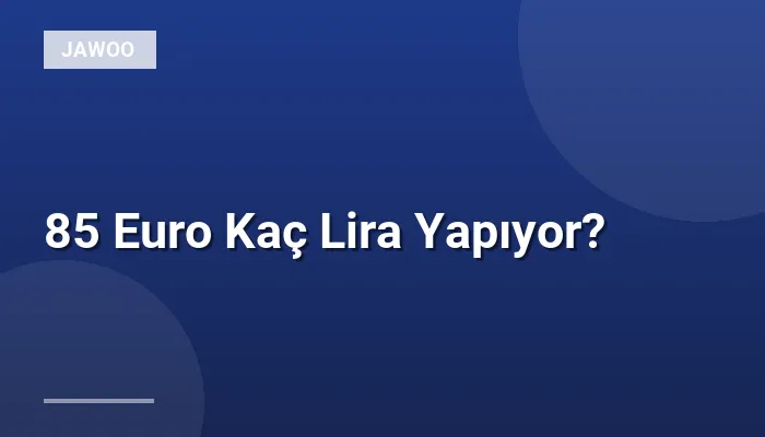 85 Euro Kaç Lira Yapıyor?