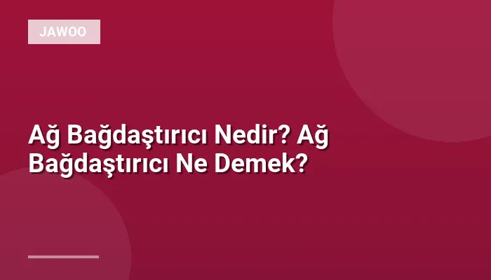 Ağ Bağdaştırıcı Nedir? Ağ Bağdaştırıcı Ne Demek?