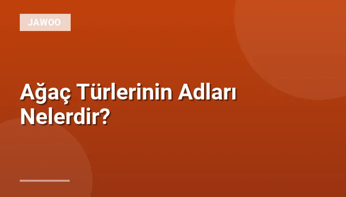 Ağaç Türlerinin Adları Nelerdir?