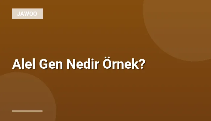Alel Gen Nedir Örnek?