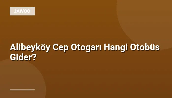 Alibeyköy Cep Otogarı Hangi Otobüs Gider?
