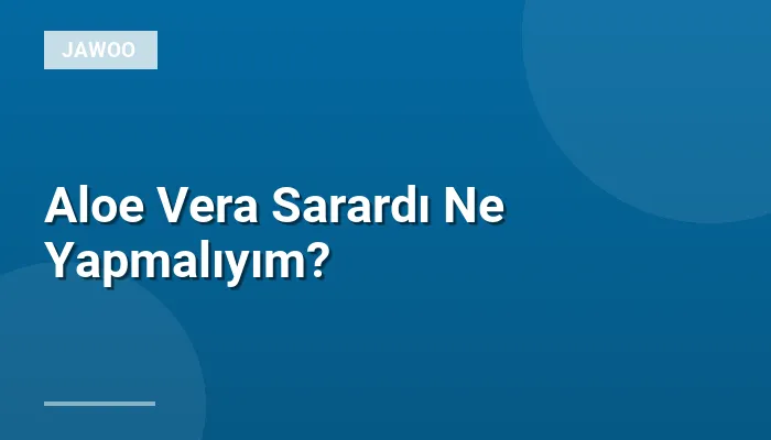 Aloe Vera Sarardı Ne Yapmalıyım?