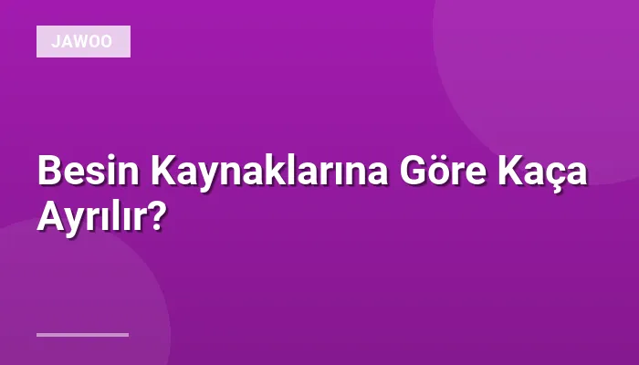 Besin Kaynaklarına Göre Kaça Ayrılır?