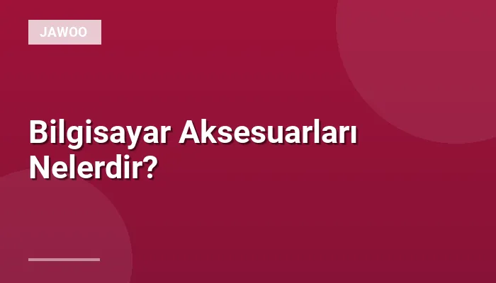 Bilgisayar Aksesuarları Nelerdir?