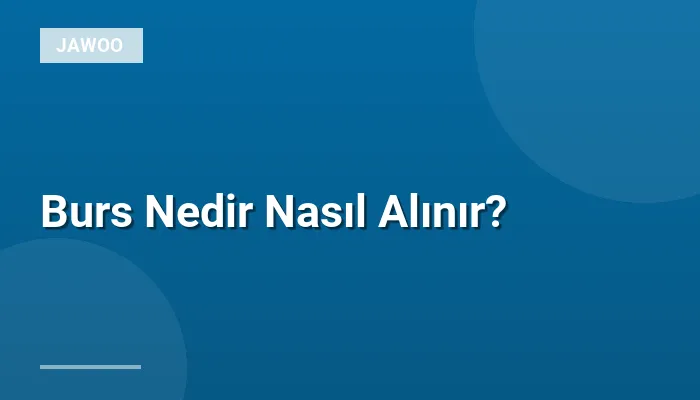 Burs Nedir Nasıl Alınır?