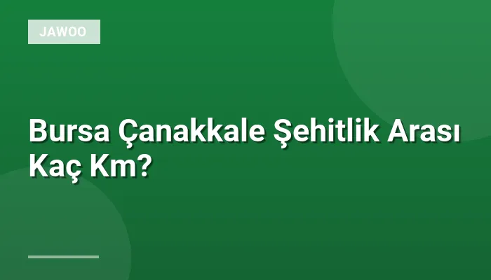 Bursa Çanakkale Şehitlik Arası Kaç Km?