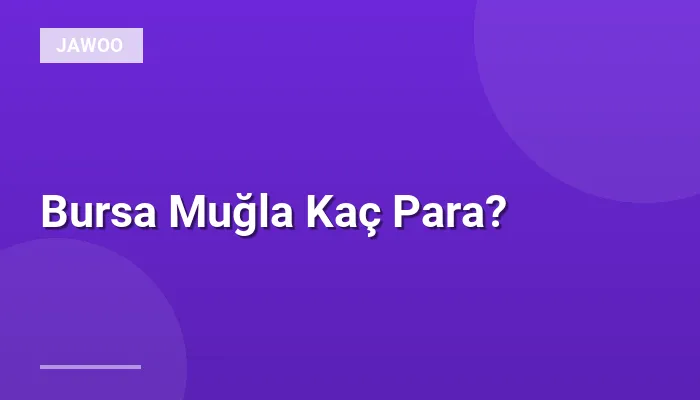 Bursa Muğla Kaç Para?