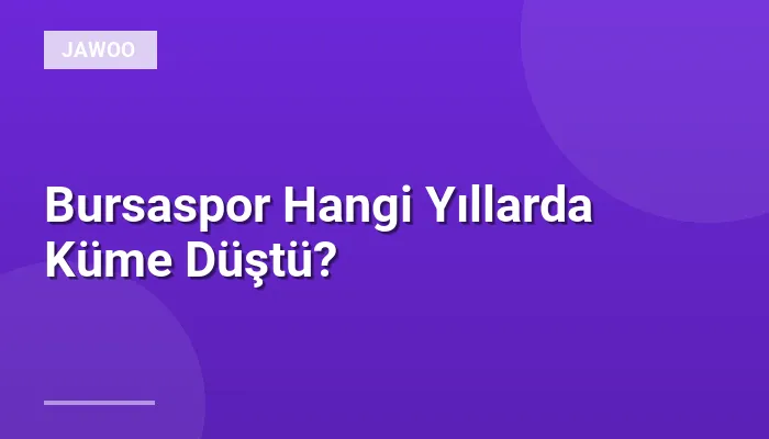 Bursaspor Hangi Yıllarda Küme Düştü?