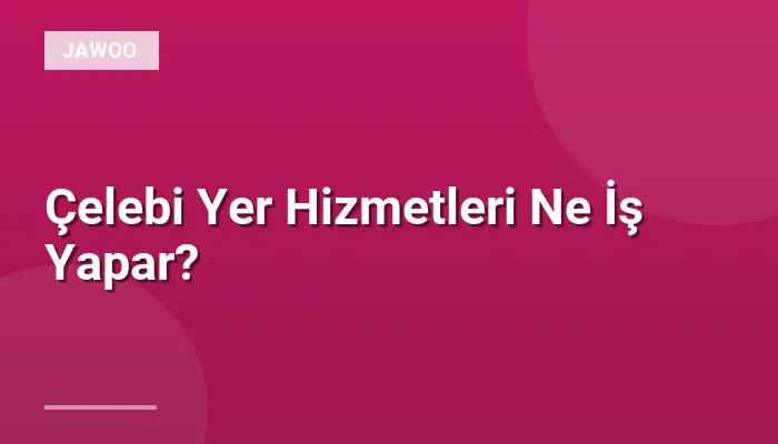 Çelebi Yer Hizmetleri Ne İş Yapar?