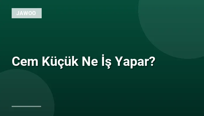 Cem Küçük Ne İş Yapar?