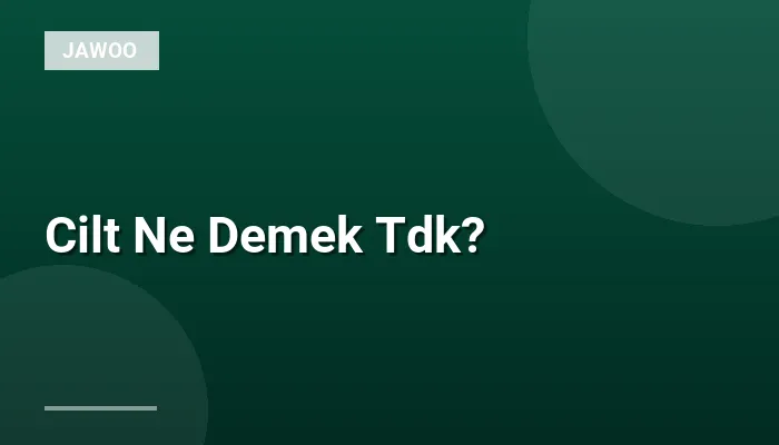 Cilt Ne Demek Tdk?