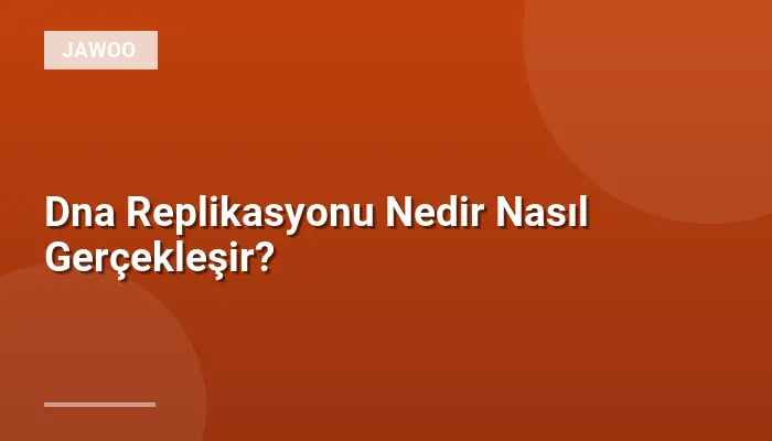 Dna Replikasyonu Nedir Nasıl Gerçekleşir?