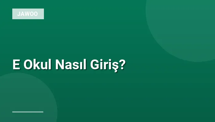 E Okul Nasıl Giriş?