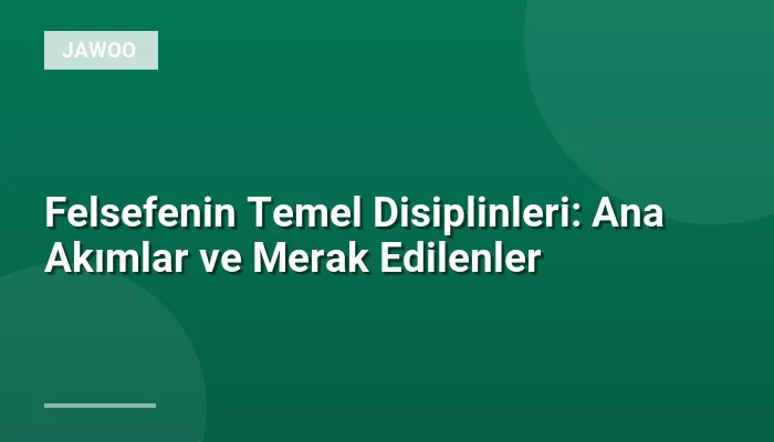 Felsefenin Temel Disiplinleri: Ana Akımlar ve Merak Edilenler