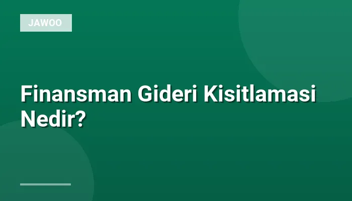Finansman Gideri Kisitlamasi Nedir?