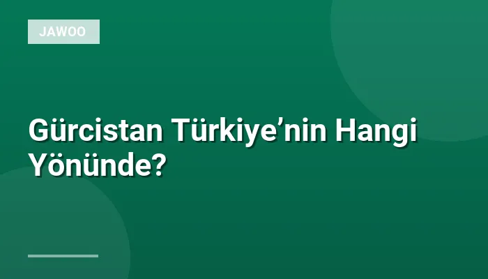 Gürcistan Türkiye’nin Hangi Yönünde?