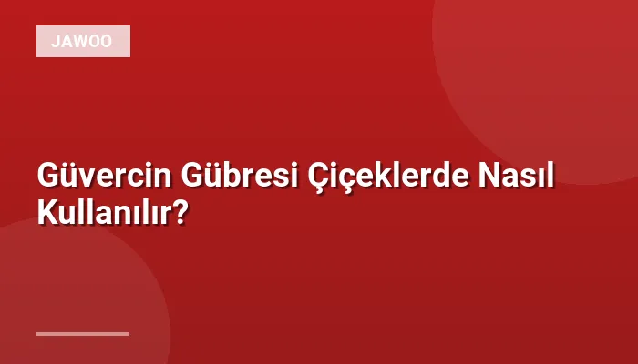 Güvercin Gübresi Çiçeklerde Nasıl Kullanılır?