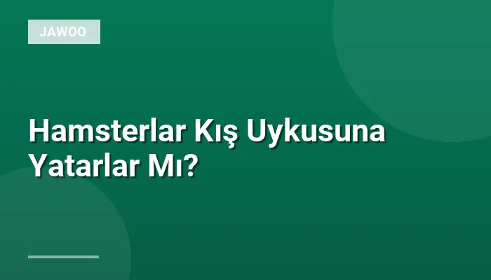 Hamsterlar Kış Uykusuna Yatarlar Mı?