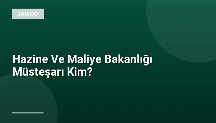 Hazine Ve Maliye Bakanlığı Müsteşarı Kim?