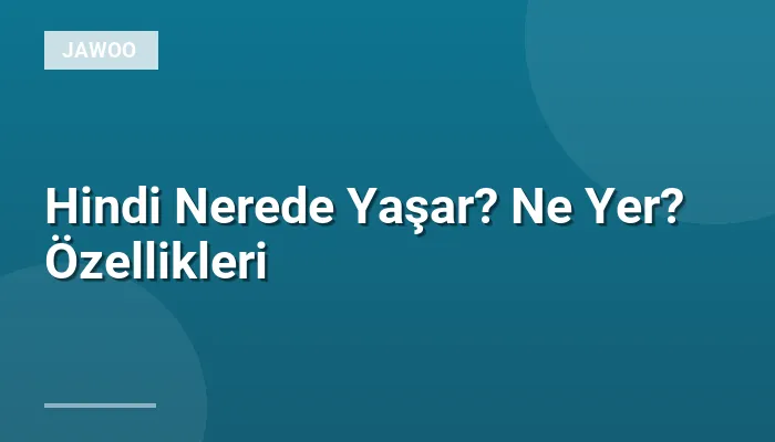 Hindi Nerede Yaşar? Ne Yer? Özellikleri