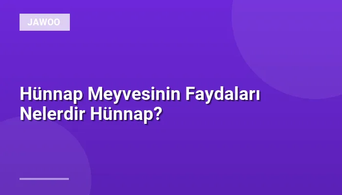 Hünnap Meyvesinin Faydaları Nelerdir Hünnap?