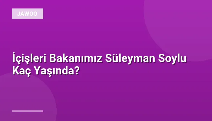 İçişleri Bakanımız Süleyman Soylu Kaç Yaşında?