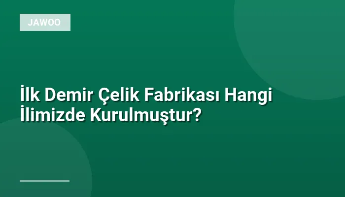 İlk Demir Çelik Fabrikası Hangi İlimizde Kurulmuştur?