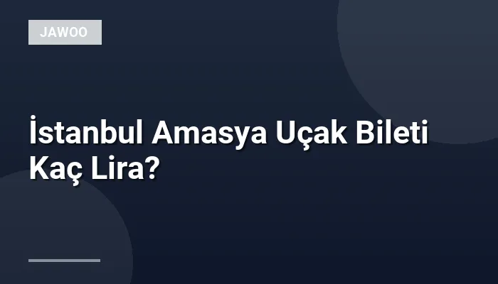 İstanbul Amasya Uçak Bileti Kaç Lira?