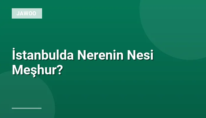 İstanbulda Nerenin Nesi Meşhur?