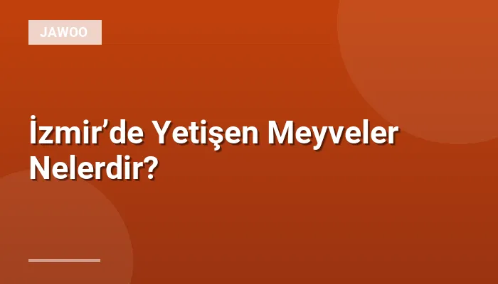 İzmir’de Yetişen Meyveler Nelerdir?