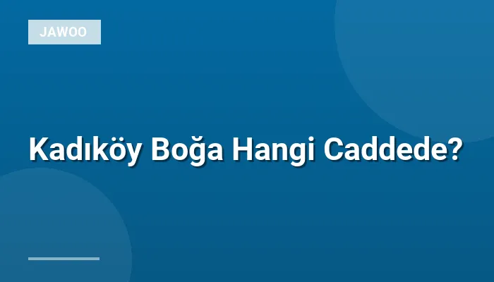 Kadıköy Boğa Hangi Caddede?