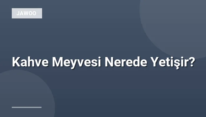 Kahve Meyvesi Nerede Yetişir?
