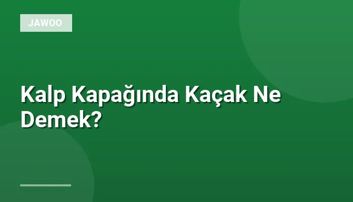Kalp Kapağında Kaçak Ne Demek?