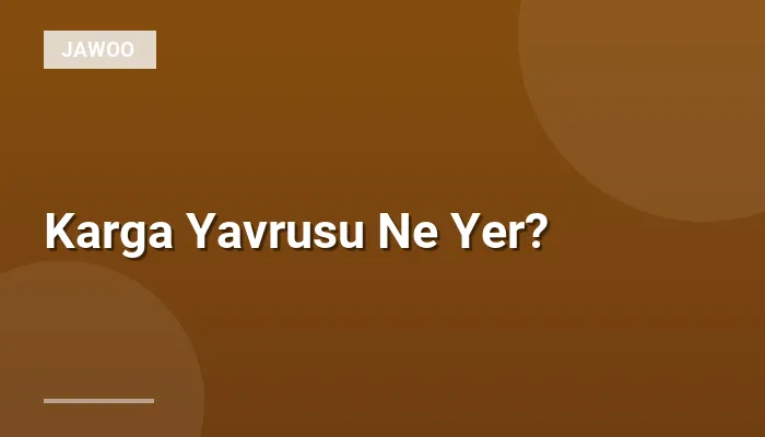 Karga Yavrusu Ne Yer?