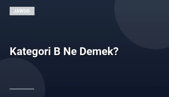 Kategori B Ne Demek?