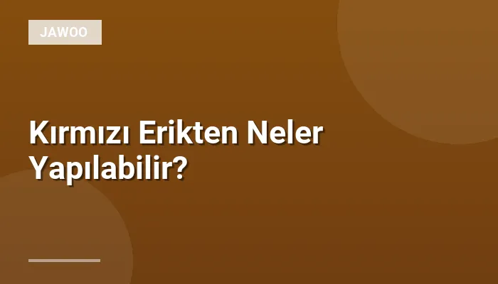 Kırmızı Erikten Neler Yapılabilir?