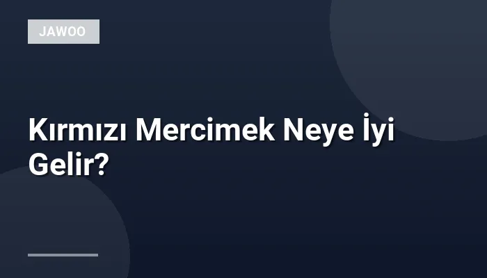 Kırmızı Mercimek Neye İyi Gelir?