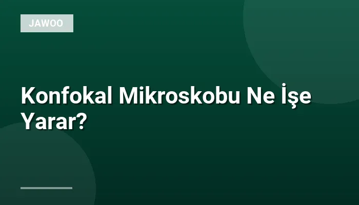 Konfokal Mikroskobu Ne İşe Yarar?