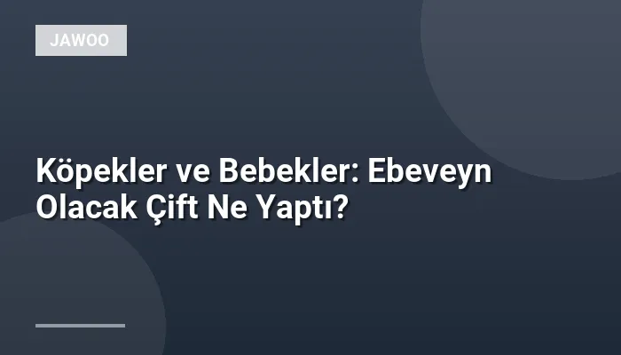 Köpekler ve Bebekler: Ebeveyn Olacak Çift Ne Yaptı?