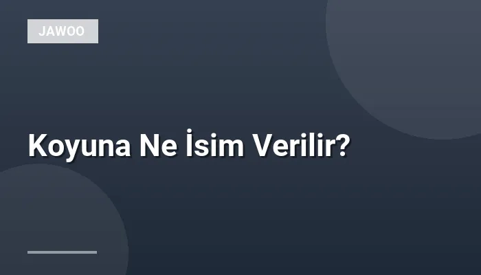 Koyuna Ne İsim Verilir?