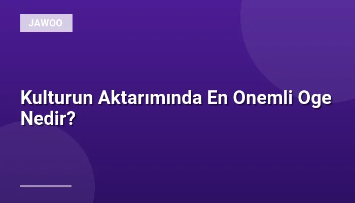 Kulturun Aktarımında En Onemli Oge Nedir?