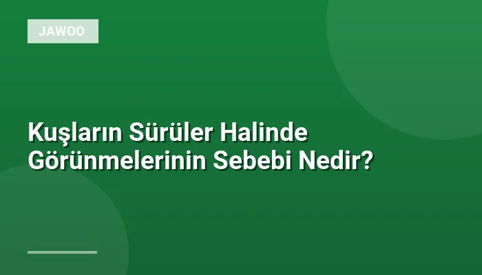Kuşların Sürüler Halinde Görünmelerinin Sebebi Nedir?