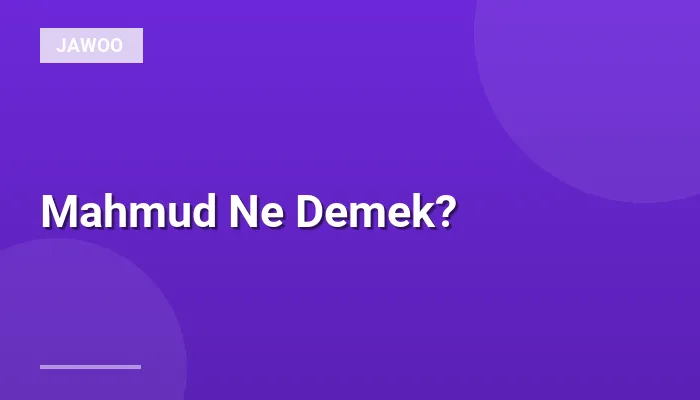 Mahmud Ne Demek?