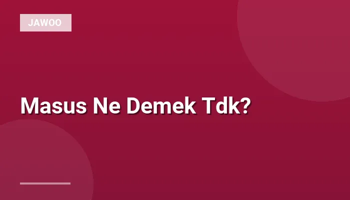 Masus Ne Demek Tdk?