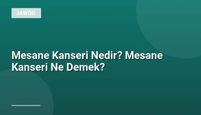 Mesane Kanseri Nedir? Mesane Kanseri Ne Demek?